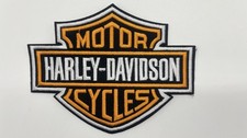 Harley-Davidson HD Bar & Shield Patch Ferro su Arancione Nero Ricamato 4x5 Pollici