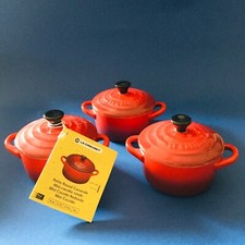 🔴 LE CREUSET Set 3 mini cocotte casseruole Enzo Mari - NUOVE