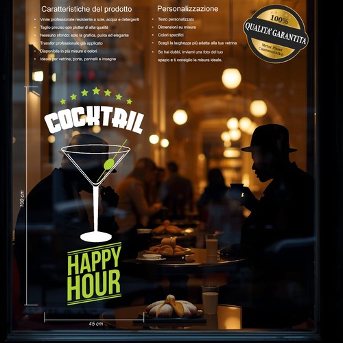 Adesivo vetrine happy hour - happy,