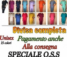 DIVISA SANITARIA OSPEDALIERA INFERMIERE 6 TASCHE UNISEX 6 COL  COULISSE E LACCIO