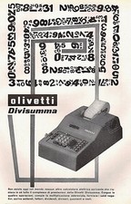PUBBLICITA' 1953 OLIVETTI DIVISUMMA CALCOLATRICE ELETTRICA SPIRALE NUMERI 