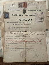 COMUNE DI MONOPOLI BA - LICENZA DI VENDITA VINCENZO VASCO 1927 in piazza manzoni