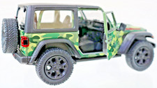 Jeep Wrangler Cove Top Pull Back2018 verde mimetico scala 1/34 porte pneumatico di ricambio aperto