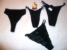 4 PZ PERIZOMA VARIE MARCHE NERO TG S / M  NEGOZIO INTIMO COTONE - MICROFIBRA