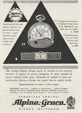 PUBBLICITA' 1931 OROLOGIO ALPINA GRUEN BIENNE SVIZZEREA MODA LUSSO MODELLI 