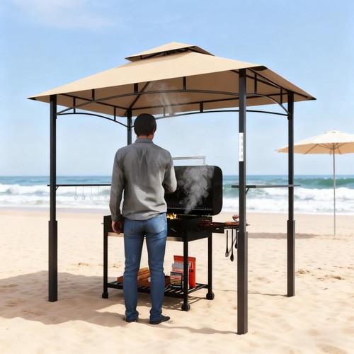 Dark brown outdoor grill - brown,