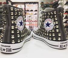 Converse All star personalizzate Charcol con borchie grigie Clean no logo STELLA