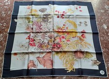 Mantero n.8 Vintage Scarf Foulard 100% Silk- Boxed (unused) Autumn Flowers Theme