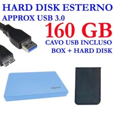 HDD HARD DISK ESTERNO 160GB 2,5" USB 3.0 HDD300LB PER VIDEO MUSICA FOTO AZZURRO