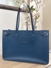 Borsa a tracolla Cambridge East West tote bag in pelle grande tote bag blu acqua