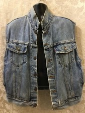 Gilet Levi's Red Tab Denim grande sbiadito invecchiato giacca jeans trucker vintage