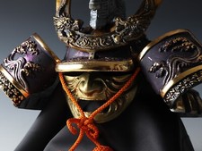 Elmetto Kabuto Samurai Vintage Giapponese -elmetto viola drago con maschera-