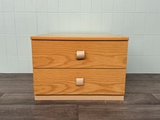 Grande Comodino In Rovere Italiano Anni 80 Doppio Cassetto