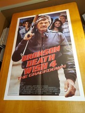 Death Wish 4 poster film autentico 27x41 piegato un foglio 1987 Charles Bronson