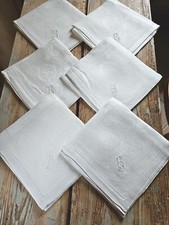 6 Tovaglioli Liberty Fiandra Di Lino Ricamati A Mano Cifra B Ciclamino 61x61