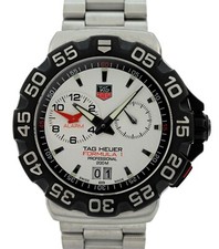 Orologio Tag Heuer 41mm Uomo Formula 1 Quadrante Bianco Sveglia 200M Subacqueo! Rif: WAH111B!