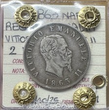 REGNO D' ITALIA VITTORIO EMANUELE II 2 LIRE STEMMA 1863 NAPOLI sigillata BB+