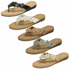 Donna Savannah Gemmata Fiore Bordo Toepost 'Sandali'