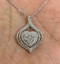 Ciondolo cuore tondo diamante