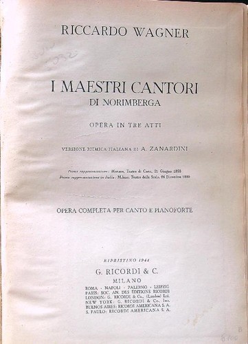 Maestri cantori wagner - i,