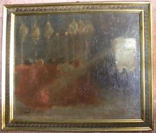 Aldo CARPI (Milano 1886-1973) Processione in Duomo OLIO cm 32x39 anno 1908