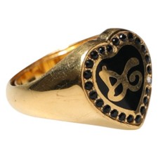 Anello DOLCE & GABBANA oro ottone cristallo logo DG cuore donna EU58/US8,5/L 370usd
