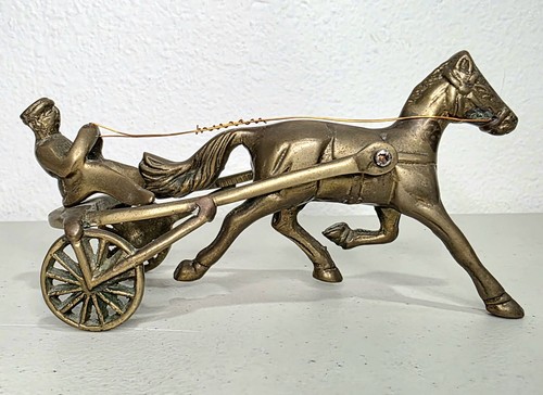 Vtg brass horse - racing, jockey