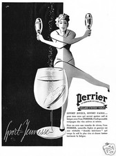 PUBBLICITA' 1939 ACQUA MINERALE PERRIER LE CHAMPAGNE DES EAUX ATLETA SPORT DANZA