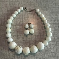 Large Beaded White Marbled