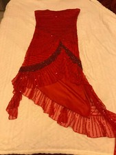 Abito da sera Cerimonia Ballo Rosso Capodanno Paillettes Strass S