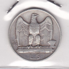 5 LIRE 1927 Aquilotto ARGENTO VITTORIO EMANUELE III°   @ ITALY @