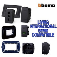 B-TICINO LIVING INTERNATIONAL NERA COMPATIBILE INTERRUTTORI, PRESE, E ALTRO