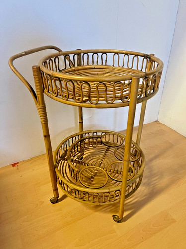 Carrello bar rotondo bambù - carrello,