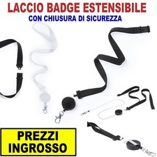 20/50/100 PORTA BADGE ESTENSIBILE CARTELLINO TESSERINO LACCIO NASTRO MOSCHETTONE