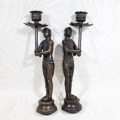 Coppia portacandele bronzo - in,
