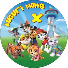 Cialda PAW PATROL tondo Decorazione Torta Ostia o Zucchero NOME