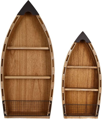 Wood boat shelf - wood, wall