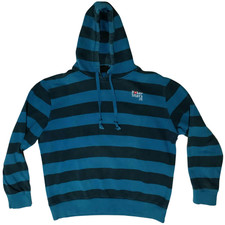 POKERSTARS FELPA PULLOVER CON CAPPUCCIO XXL A RIGHE NERO BLU GRANDE UNISEX POKER