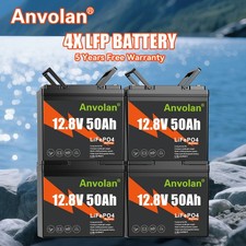 4X Batteria Camper Barche Trolling Motore 12V 50Ah LiFePO4 Batteria Litio 50A BMS