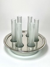 6 bicchieri satinati con vassoio porta ghiaccio per limoncello, amaro, vodka,etc