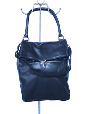 Borsa donna VERA PELLE lavata secchiello a tracolla a spalla nera moda