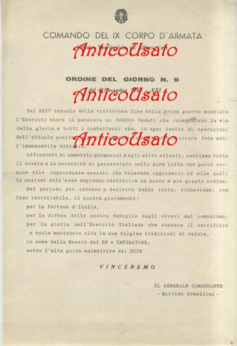 Corpo armata ordine - d'armata, del