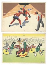 LITTORIALI DELLO SPORT 1935 4 PZ ILL. DESETA "ATTENZIONE" CARTOLINE CON FORI