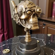 Statua scultura teschio bronzo