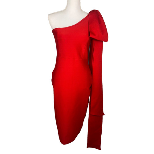 Vestito fasciato fiocco - vestito, rosso