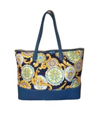 Shopper vintage in pelle e Canvas Made in Italy