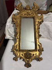 Vecchia Specchiera Cornice Di Legno Dorata Con Angelo Cherubino