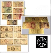 banconota da un dollaro art: 3 set completi di banconote in lamina d'oro 