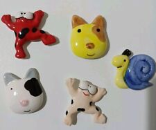 Lotto 5 Magneti Calamite In Ceramica 2 Rane, 2 Cane Lumaca Artigianali Nuove