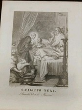Rara Acquaforte e Incisione SAN Filippo Neri 1780 Roma Bettelini Inc.
